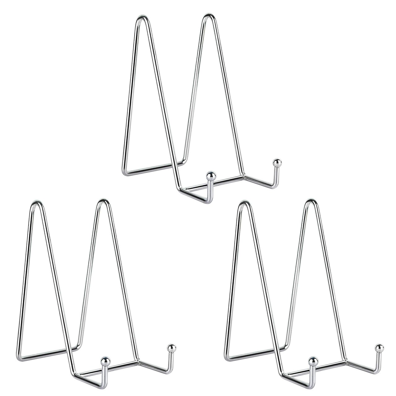 Decolore 3 Pack 6 inch Silver Metal Display Stands for Plate Stand Plate Holder Display Stands for Picture, Decorative Plate, Book, Photo Easel, Artistic Work (Silver)